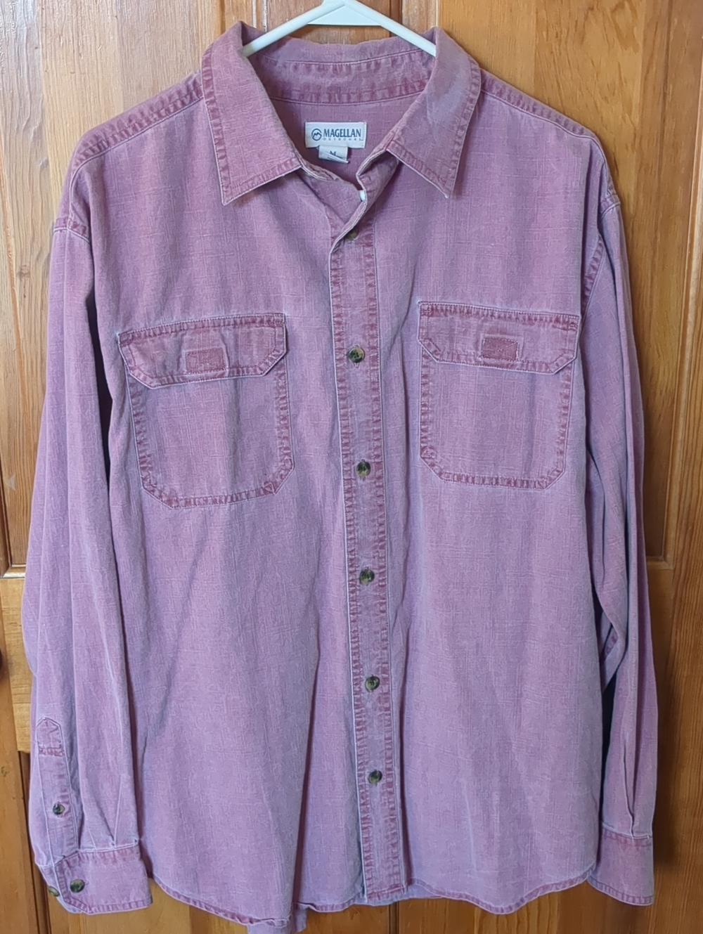 Magellan Outdoors Men's Washed Mauve Long-Sleeve Button-Up Shirt
